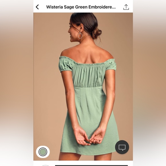 Lulus Wisteria Sage off the shoulder mini dress - Picture 6 of 8